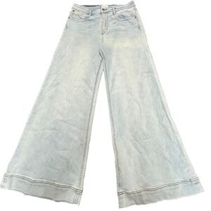 Driftwood Martha Wide Leg Jeans Women's 32 Light Wash Stretch High Rise Flare